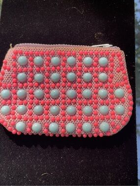 Vintage Pink & Blue Beaded Coin Purse 1970’s